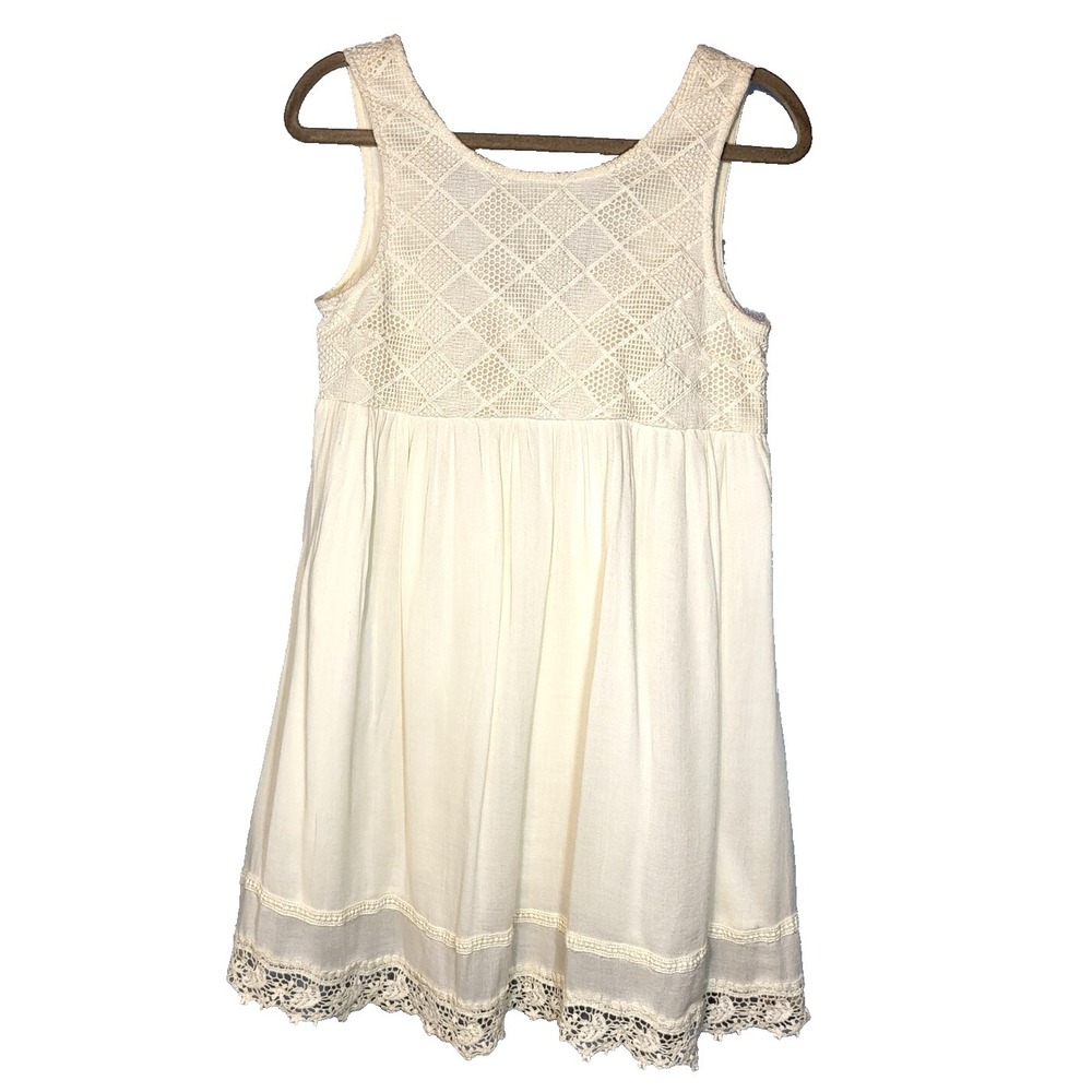 Design Recipe Cream Woven Lace Babydoll Dress Side Zip Size Medium Y2K Coastal